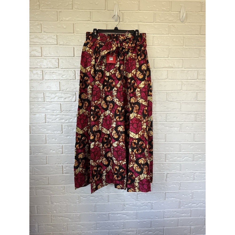 Crissander African Dashiki Maxi Skirt Pink Orange Cotton One Size NWT